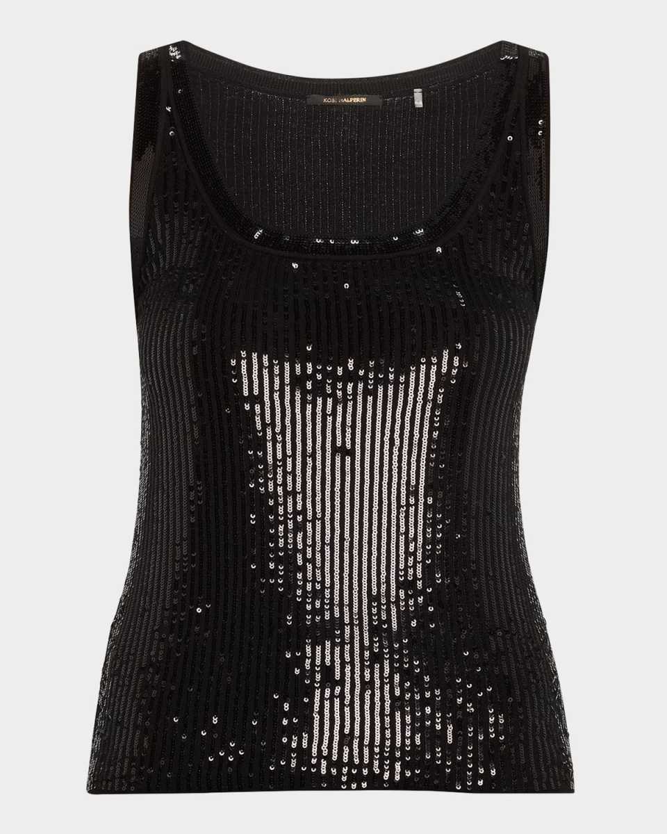 Isla Sequin Scoop-Neck Wool Tank